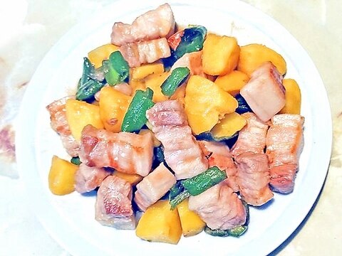 じゃがいもと豚バラのコロコロオイスター炒め♪